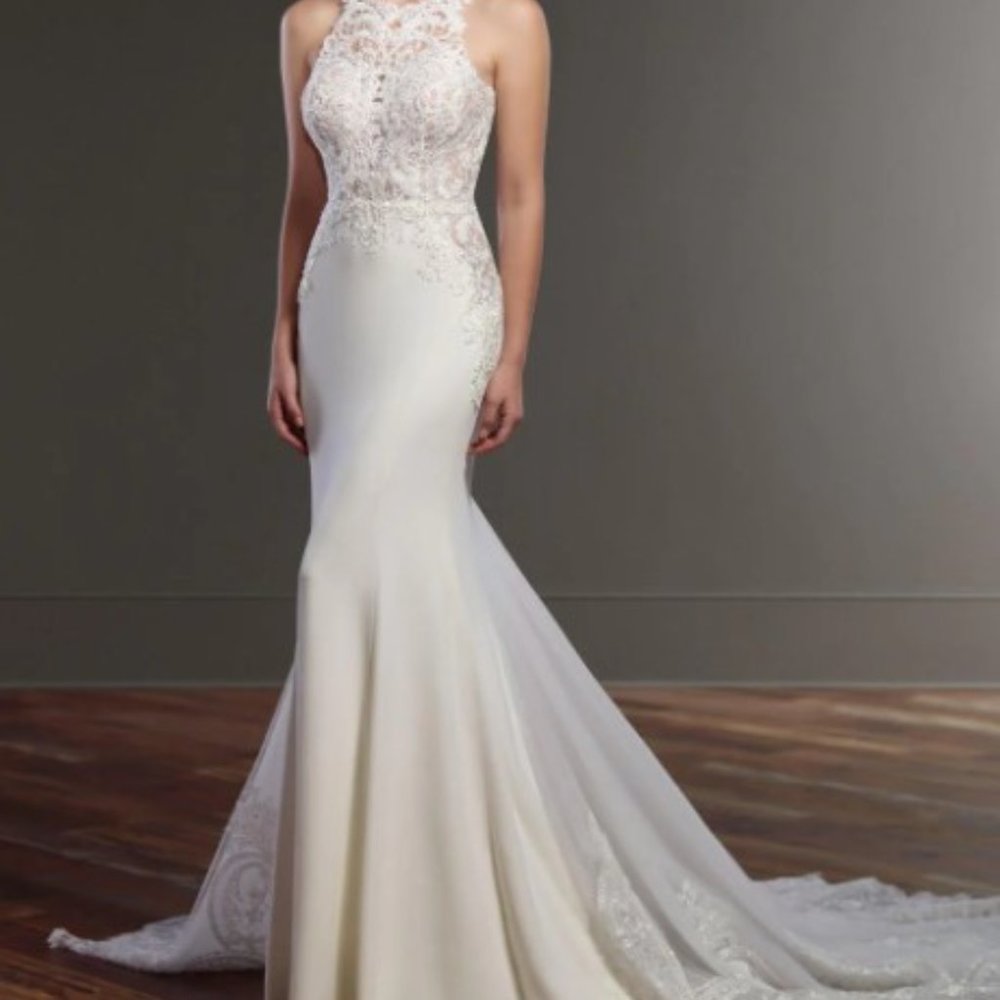 Martina Liana 873 Illusion Racerback Wedding Dress with High Neck